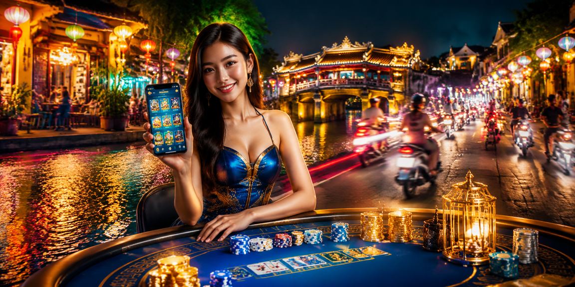 Khung cảnh chợ đêm casino di động tại Hội An